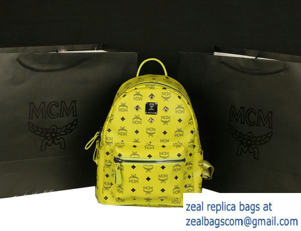 High Quality Replica MCM Stark Backpack Large in Calf Leather 8004 Lemon - Click Image to Close